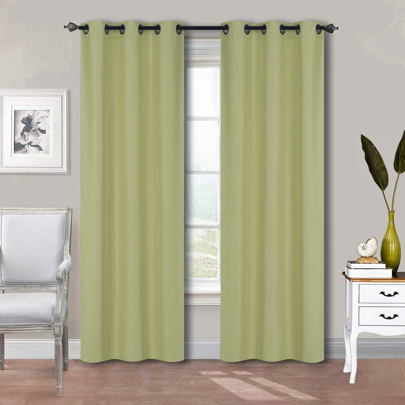 Home Collection 2 Panels 100% Blackout Curtain Set Solid Color with Rod Pocket Grommet Drapes for Kitchen, Dinning Room, Bathroom, Bedroom,Living Room Window New (74” Wide X 83” Long, Sage) - Image 1